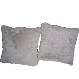Athome Ivory Chinchilla Faux Fur Euro Throw Pillows 2 Pc Bundle, 17" Fast Ship